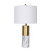 Tuyi 25 Inch Table Lamp Set of 2 Fabric Shade Dual Tone Gold and White By Casagear Home BM308650