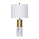 Tuyi 25 Inch Table Lamp Set of 2 Fabric Shade Dual Tone Gold and White By Casagear Home BM308650