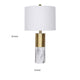 Tuyi 25 Inch Table Lamp Set of 2 Fabric Shade Dual Tone Gold and White By Casagear Home BM308650