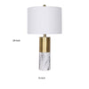 Tuyi 25 Inch Table Lamp Set of 2 Fabric Shade Dual Tone Gold and White By Casagear Home BM308650