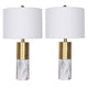 Tuyi 25 Inch Table Lamp, Set of 2, Fabric Shade, Dual Tone, Gold and White By Casagear Home