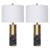 Tuyi 25 Inch Table Lamp, Set of 2, Fabric Shade, Dual Tone, Gold and Black By Casagear Home