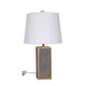 24 Inch Table Lamp Set of 2 White Shade Gray Resin Panels on Gold Frame By Casagear Home BM308653