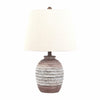 22 Inch Table Lamp White Fabric Shade Ribbed Textured Body Natural Brown By Casagear Home BM308654