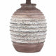 22 Inch Table Lamp White Fabric Shade Ribbed Textured Body Natural Brown By Casagear Home BM308654
