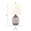 22 Inch Table Lamp White Fabric Shade Ribbed Textured Body Natural Brown By Casagear Home BM308654