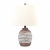 22 Inch Table Lamp, White Fabric Shade, Ribbed Textured Body, Natural Brown By Casagear Home