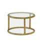 22 28 Inch Round Nesting Coffee Tables Glass Top Gold Metal Rope Frame By Casagear Home BM308676