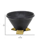 12 Inch Decorative Bowl Table Decor, Gold Metal Legs, Black Wood Bowl By Casagear Home