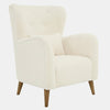 35 Inch Armchair, Tufted Wingback Design, Padded, Ivory Boucle Upholstery By Casagear Home