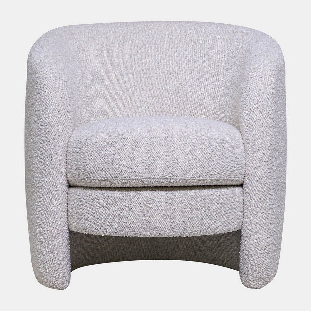 32 Inch Armchair Barrel Back Double Seat Cushion Ivory Boucle Upholstery By Casagear Home BM308688