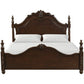 Akil King Size Poster Bed Classical Carved Headboard Cherry Brown Wood By Casagear Home BM308747