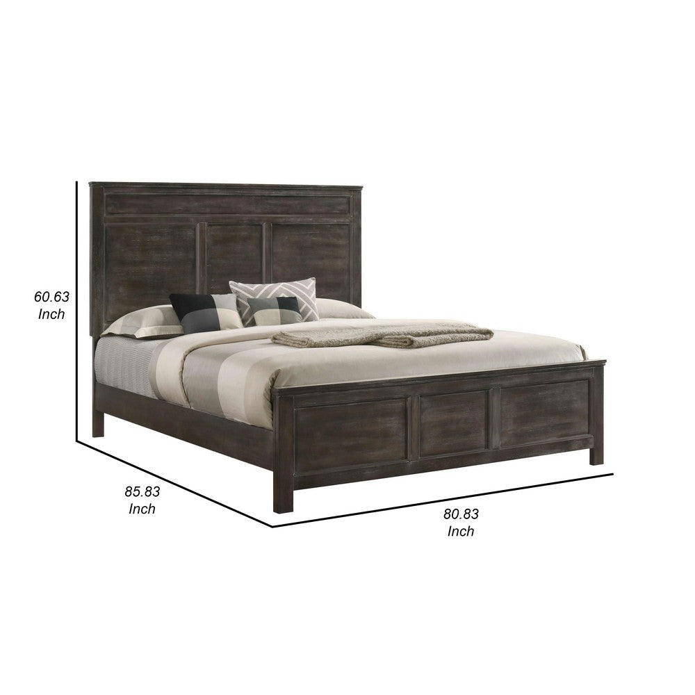 Aver King Size Bed Transitional Carved Panel Design Nutmeg Brown Wood By Casagear Home BM308773