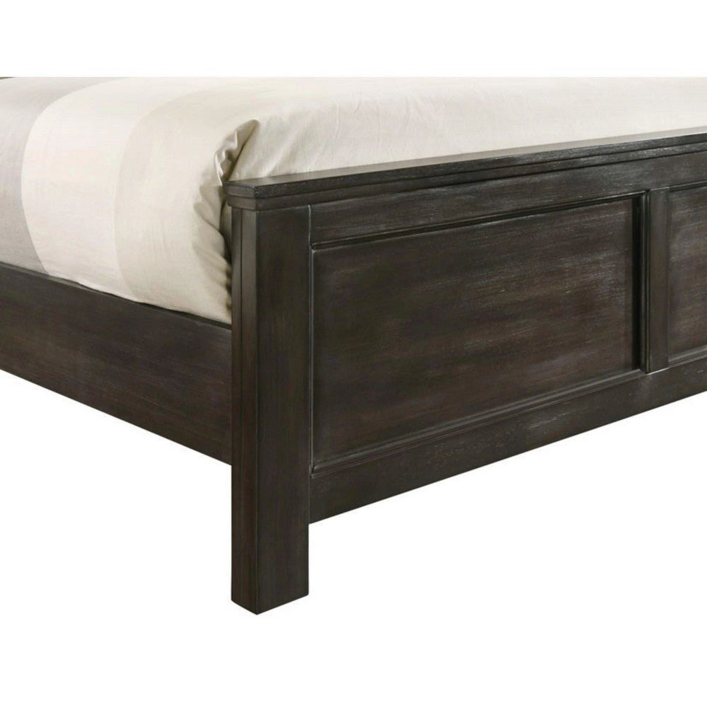 Aver Queen Size Bed, Transitional Carved Panel Design, Nutmeg Brown Wood By Casagear Home