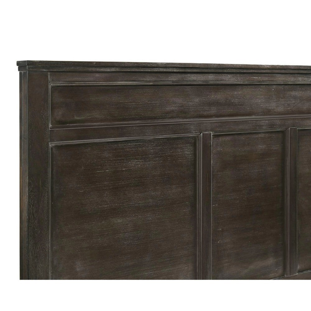 Aver Full Size Bed, Transitional Carved Panel Design, Nutmeg Brown Wood By Casagear Home