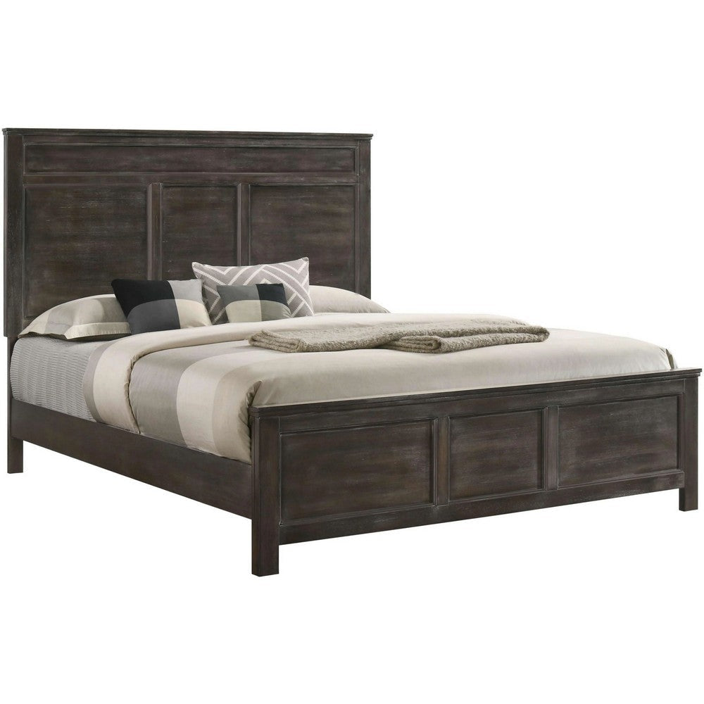 Aver Full Size Bed, Transitional Carved Panel Design, Nutmeg Brown Wood By Casagear Home