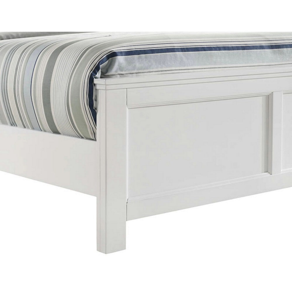 Aver King Size Bed, Transitional Carved Panel Design, White Wood Finish By Casagear Home
