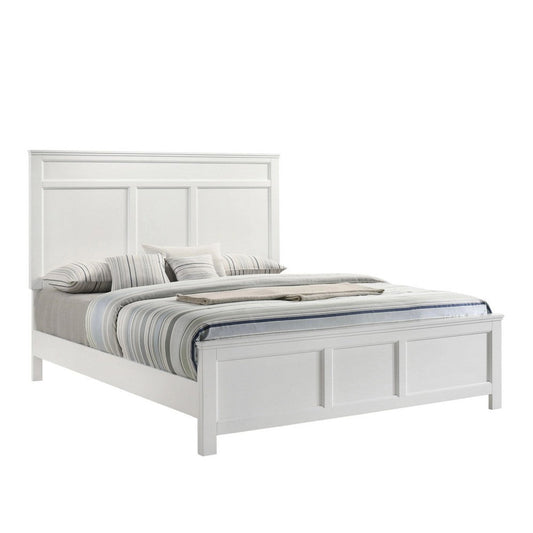 Aver King Size Bed, Transitional Carved Panel Design, White Wood Finish By Casagear Home