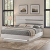 Peis King Size Bed, LED, Crystal Accents, Modern Design, Glossy White By Casagear Home
