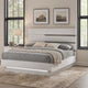 Peis King Size Bed, LED, Crystal Accents, Modern Design, Glossy White By Casagear Home