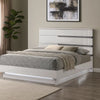 Peis King Size Bed, LED, Crystal Accents, Modern Design, Glossy White By Casagear Home