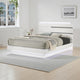 Peis Queen Size Bed, LED, Crystal Accents, Modern Design, Glossy White By Casagear Home