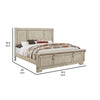 Ashen King Size Bed Transitional Panel Design Wire Brushed Rustic White By Casagear Home BM308793