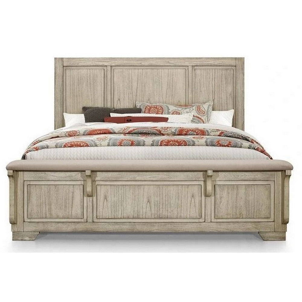 Ashen Twin Size Bed Transitional Panel Design Wire Brushed Rustic White By Casagear Home BM308796