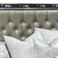 Bet King Bed Silver Faux Leather Upholstery LED Crystal Accents Black By Casagear Home BM308797