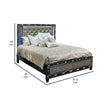 Bet King Bed Silver Faux Leather Upholstery LED Crystal Accents Black By Casagear Home BM308797