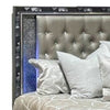 Bet King Bed Storage Drawers Silver Faux Leather Upholstery LED Black By Casagear Home BM308798