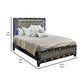 Bet King Bed Storage Drawers Silver Faux Leather Upholstery LED Black By Casagear Home BM308798