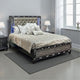 Bet Queen Bed, Storage Drawers, Silver Faux Leather Upholstery, LED, Black By Casagear Home