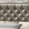 Bet King Bed Silver Faux Leather Upholstery LED Crystal Accents Brown By Casagear Home BM308801