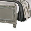 Bet Queen Bed Silver Faux Leather Upholstery LED Crystal Accents Brown By Casagear Home BM308802