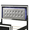 Lee Full Size Bed LED Tufted Faux Leather Upholstery Textured Black By Casagear Home BM308807