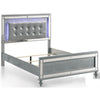 Lee Full Size Bed LED Tufted Faux Leather Upholstery Textured Silver By Casagear Home BM308811