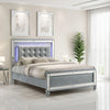 Lee Twin Size Bed, LED, Tufted Faux Leather Upholstery, Textured Silver By Casagear Home