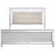 Lee King Size Bed LED Tufted Faux Leather Upholstery Textured White By Casagear Home BM308813