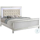 Lee King Size Bed, LED, Tufted Faux Leather Upholstery, Textured White By Casagear Home