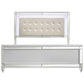 Lee Queen Size Bed LED Tufted Faux Leather Upholstery Textured White By Casagear Home BM308814