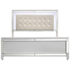 Lee Full Size Bed, LED, Tufted Faux Leather Upholstery, Textured White By Casagear Home
