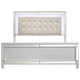 Lee Full Size Bed, LED, Tufted Faux Leather Upholstery, Textured White By Casagear Home