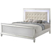 Lee Full Size Bed, LED, Tufted Faux Leather Upholstery, Textured White By Casagear Home