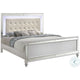 Lee Full Size Bed, LED, Tufted Faux Leather Upholstery, Textured White By Casagear Home