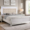 Lee Full Size Bed, LED, Tufted Faux Leather Upholstery, Textured White By Casagear Home