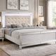 Lee Full Size Bed, LED, Tufted Faux Leather Upholstery, Textured White By Casagear Home