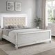 Lee Full Size Bed, LED, Tufted Faux Leather Upholstery, Textured White By Casagear Home