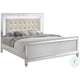 Lee Full Size Bed, LED, Tufted Faux Leather Upholstery, Textured White By Casagear Home