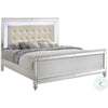 Lee Twin Size Bed, LED, Tufted Faux Leather Upholstery, Textured White By Casagear Home